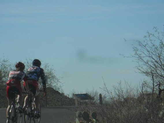 Bob T. leading Jen up the last roller in the park.